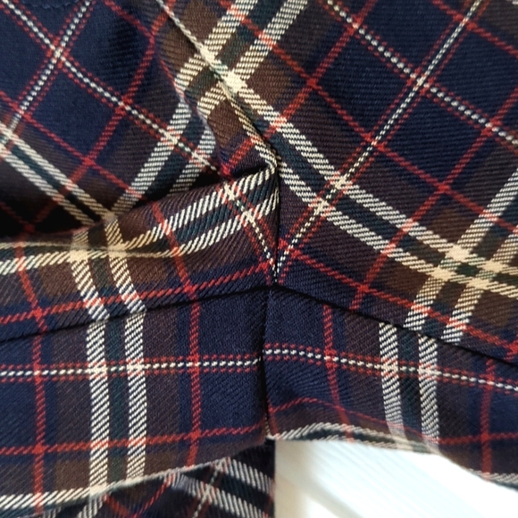 Paul Harris Design 90's Vintage Plaid Preppy Pleated Wide Leg Shorts Navy Red 2 - Picture 8 of 13